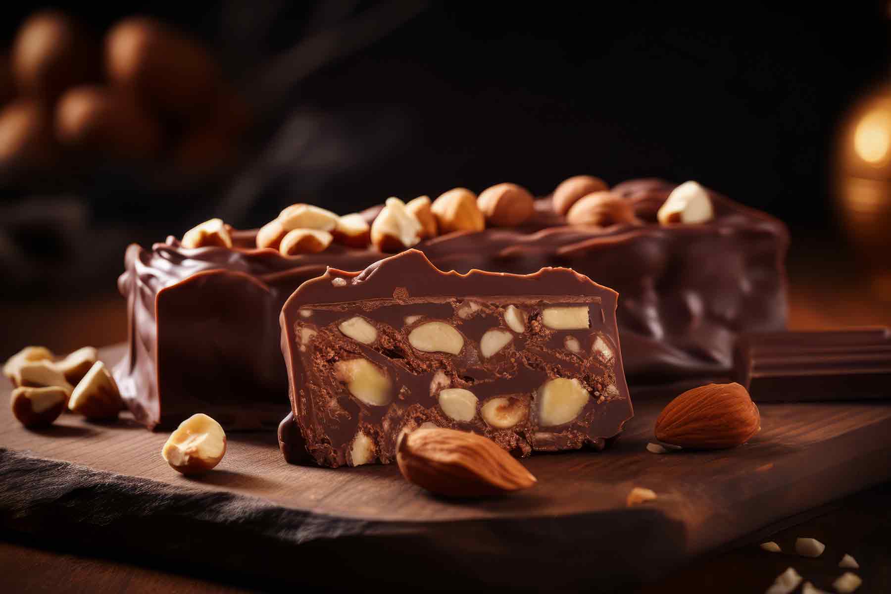 turrón de chocolate con almendras